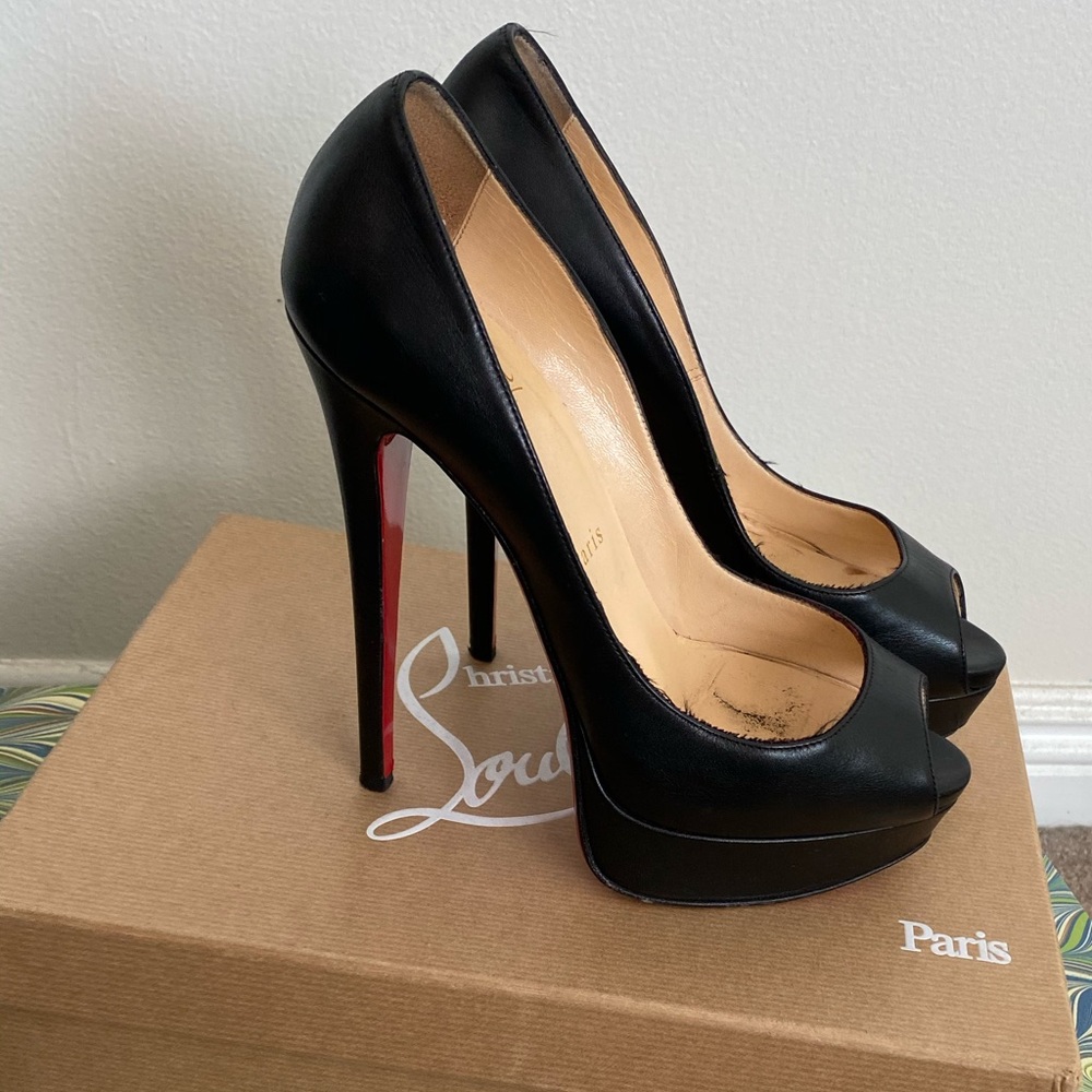 Christian Louboutin Very Prive 120 Black Leather Pumps Size 37